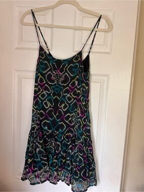 Juliet Dunn Black Multi-Color Printed Mini Dress